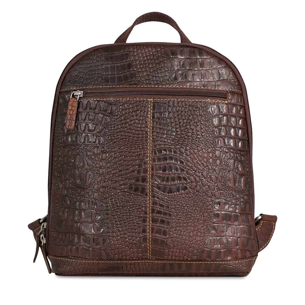 Hornback Croco Small Convertible Backpack/Crossbody #HB133 Brown Front