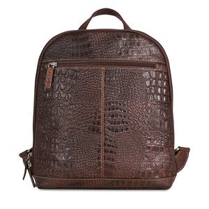 Hornback Croco Small Convertible Backpack/Crossbody #HB133 Brown Front