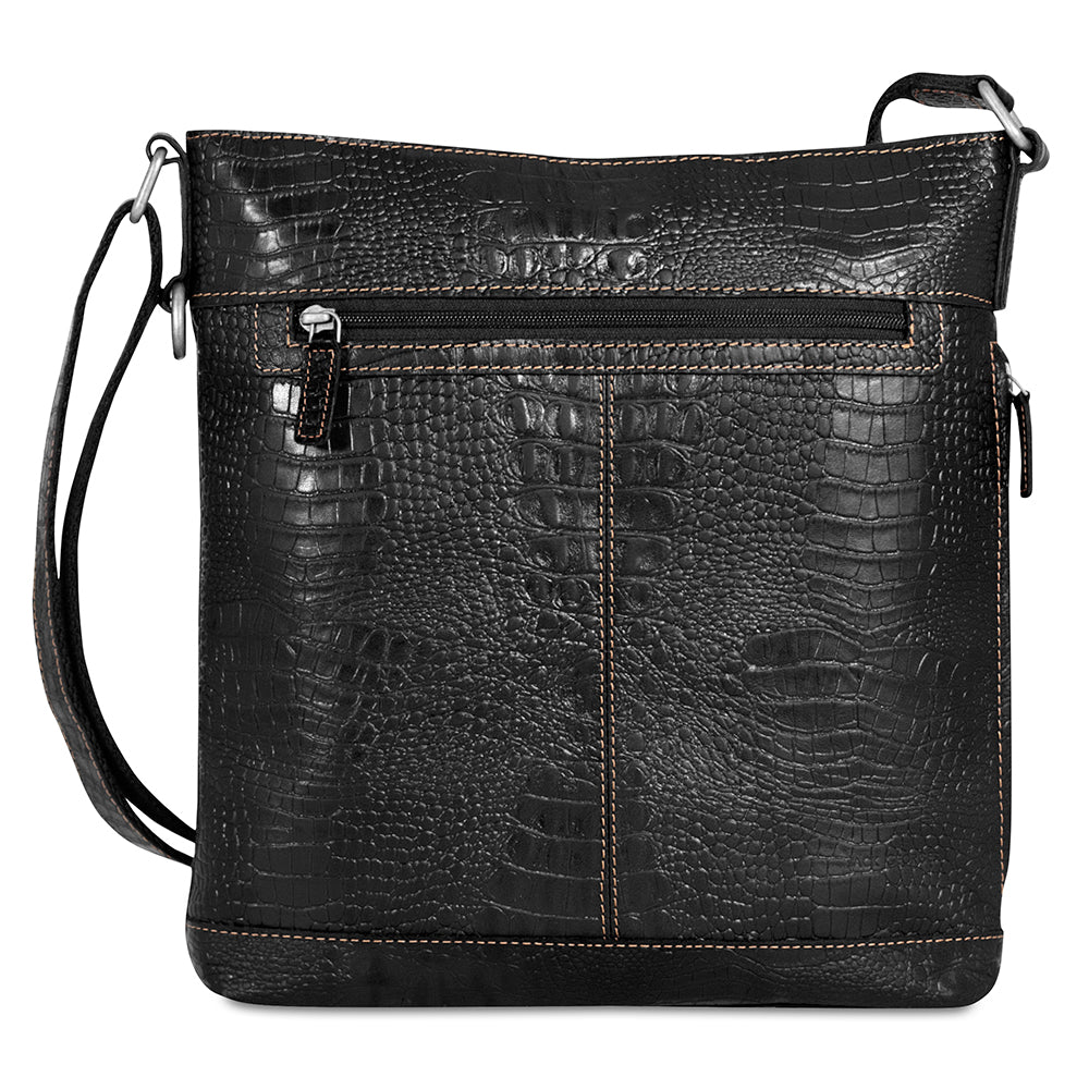 Hornback Croco Crossbody Bag #HB312 Black Front