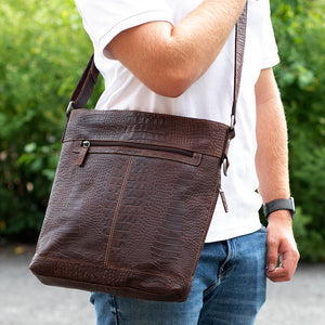 Hornback Croco Crossbody Bag #HB312 Brown Lifestyle Man