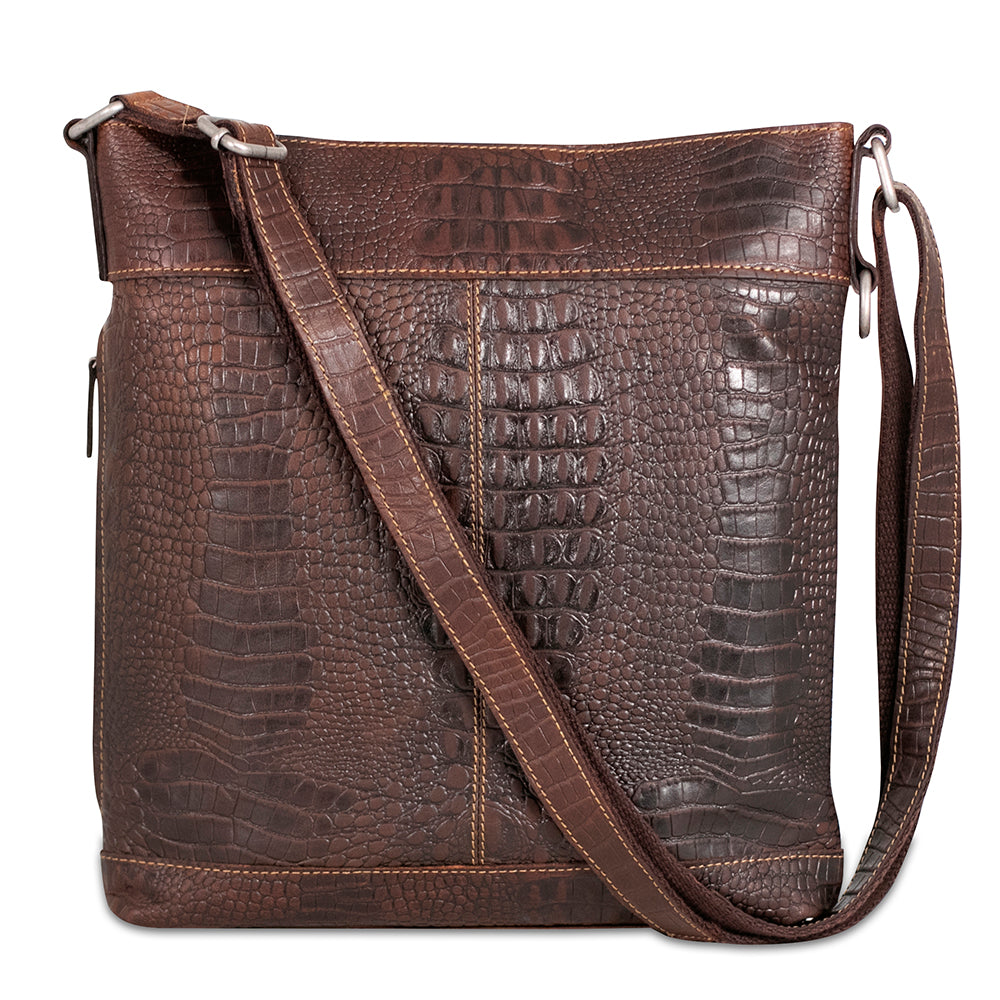 Hornback Croco Crossbody Bag #HB312 Brown Back