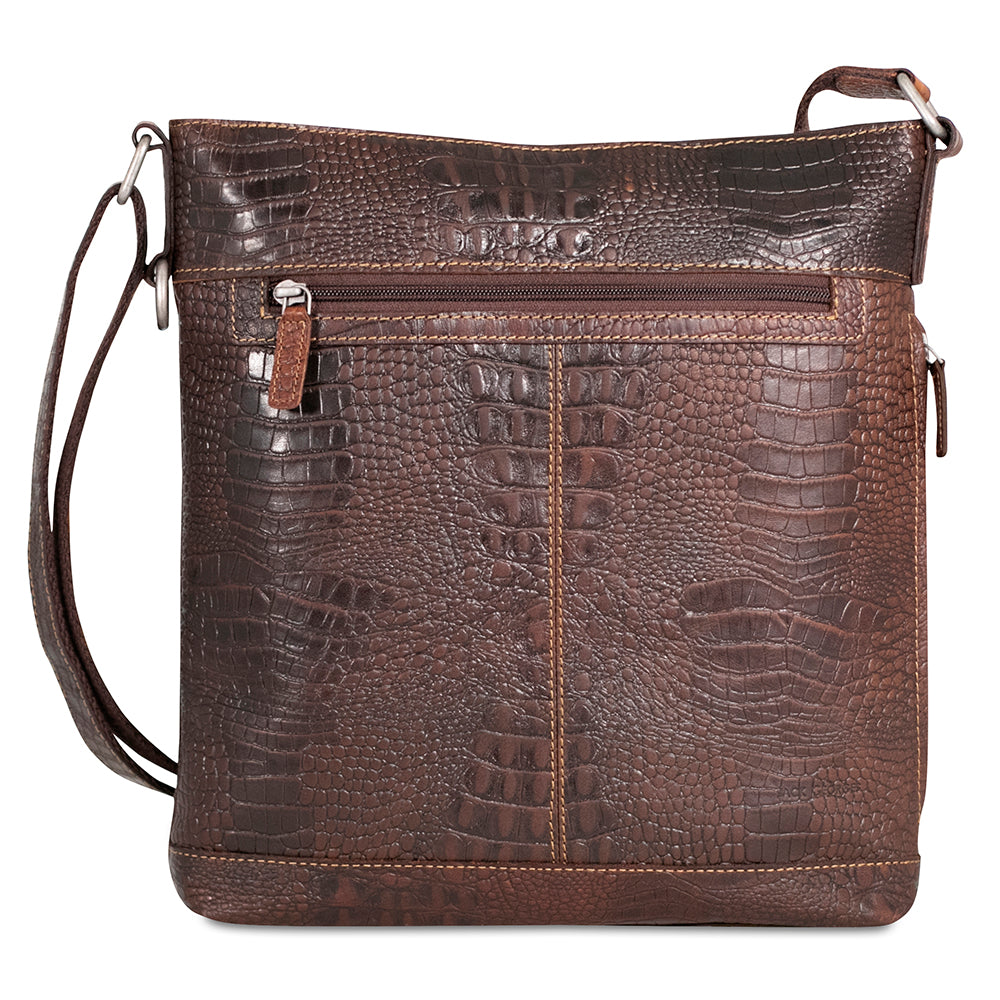 Hornback Croco Crossbody Bag #HB312 Brown Front