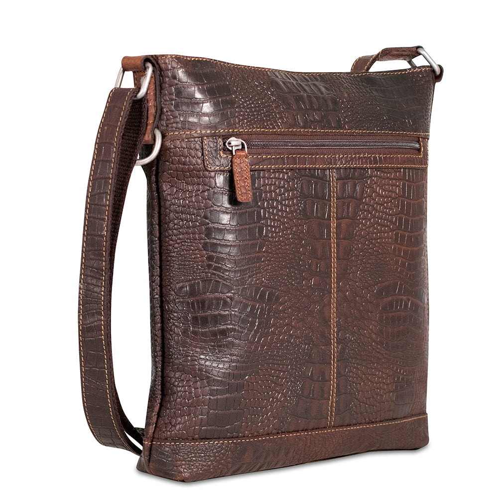 Hornback Croco Crossbody Bag #HB312 Brown Left Front
