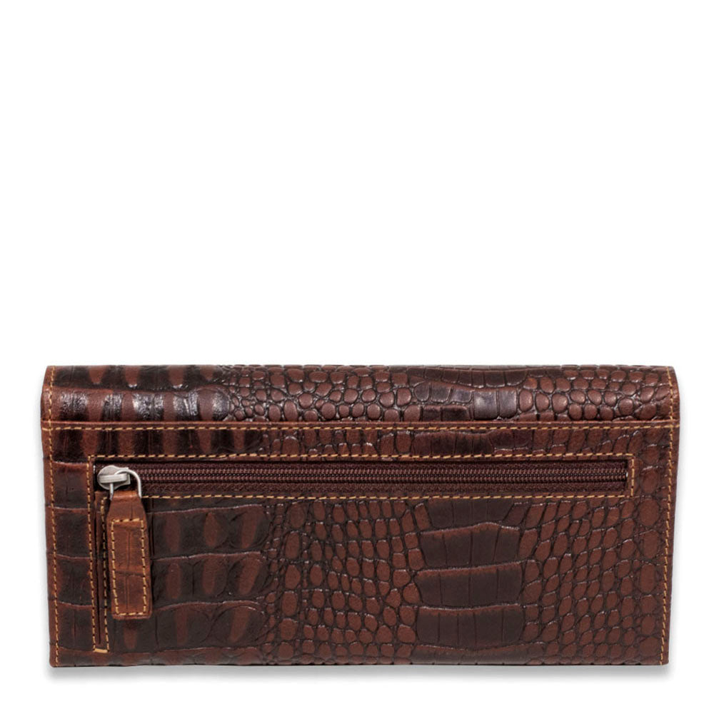 Hornback Croco Clutch Wallet #HB726 Brown Back