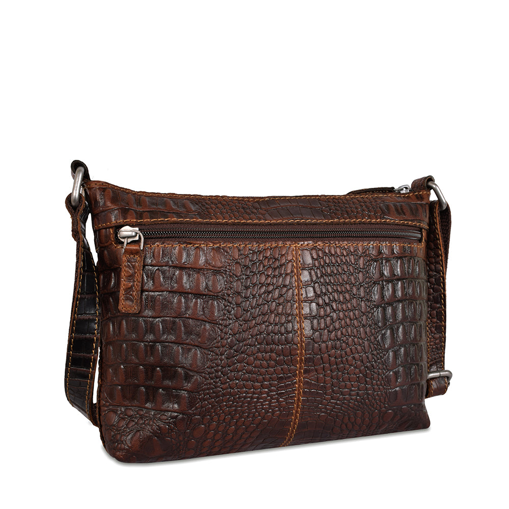 Hornback Croco Mini City Crossbody #HB810 Brown Left Back