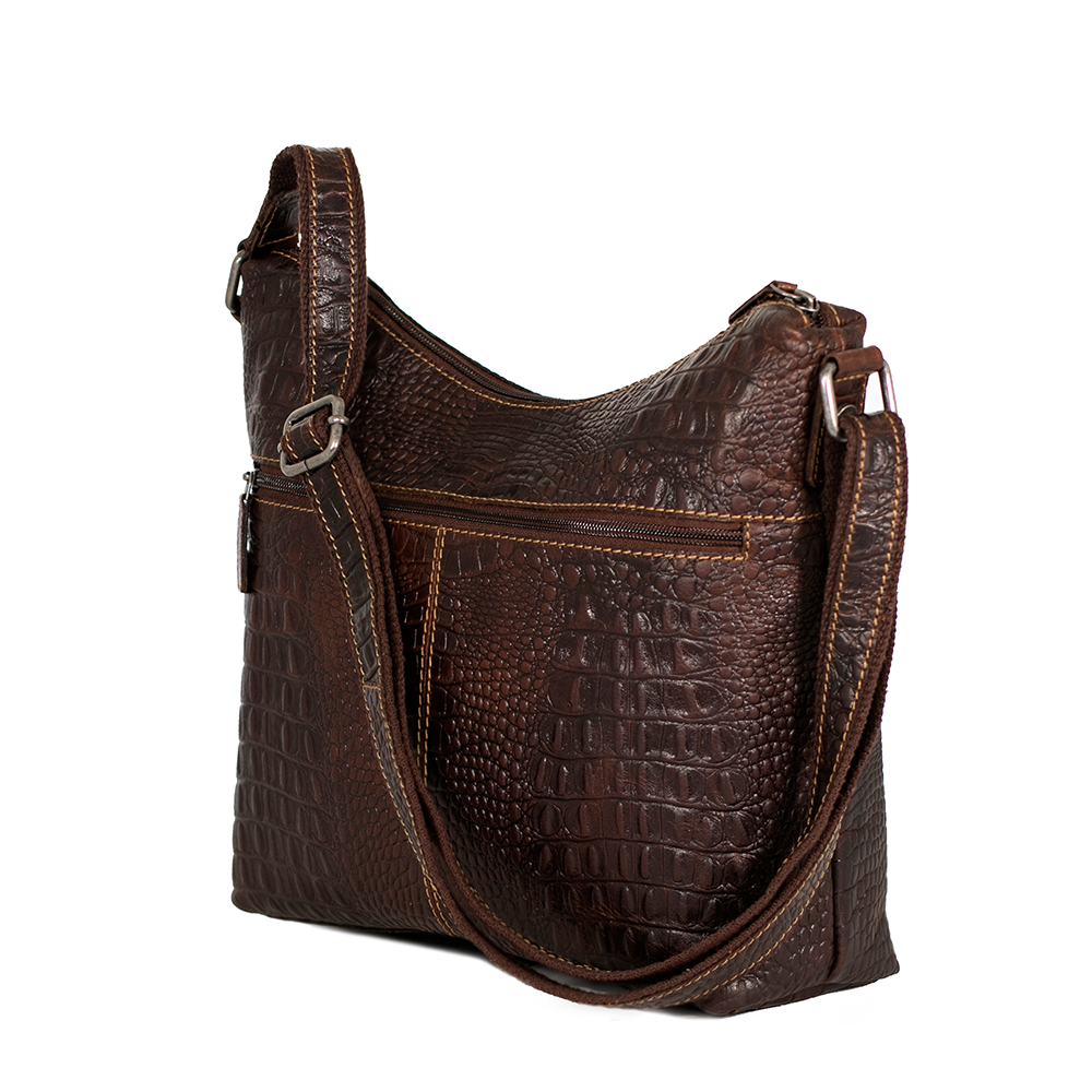 Hornback Croco Hobo Bag #HB814 Brown Right Back