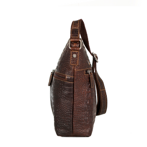Hornback Croco Hobo Bag #HB814 Brown Left Side