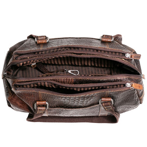 Hornback Croco Satchel Handbag #HB815 Brown Interior