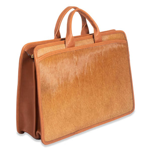 Hair on Hide Professional Leather Briefcase #HC202 Tan Right Front