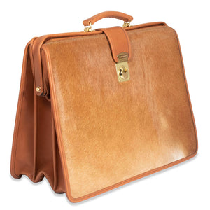 Hair on Hide Classic Leather Briefbag #HC505 Tan Right Front