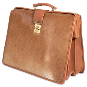 Hair on Hide Classic Leather Briefbag #HC505 Tan Left Front