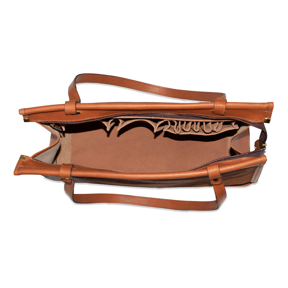 Hair on Hide Dowel Tote Bag #HC664 Tan Interior