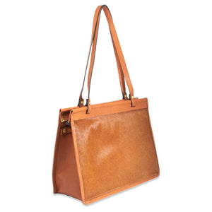 Hair on Hide Dowel Tote Bag #HC664 Tan Right Front