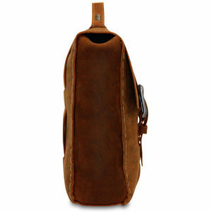 Double Buckle Messenger with Hand-stitch #163A Tan Side