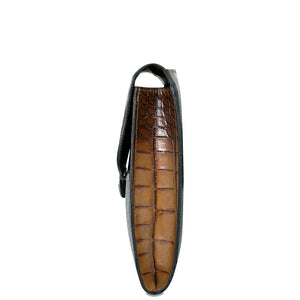 Hand Brushed Croco Leather Underarm Case #K001 Tan Right Side