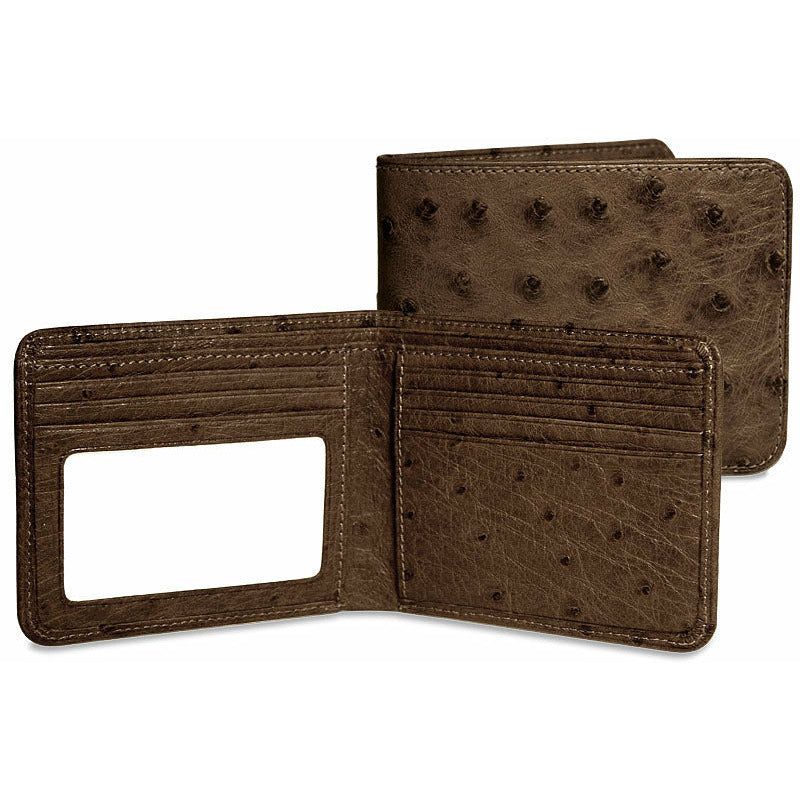 Jack Georges Genuine Ostrich Bi-Fold Leather Wallet