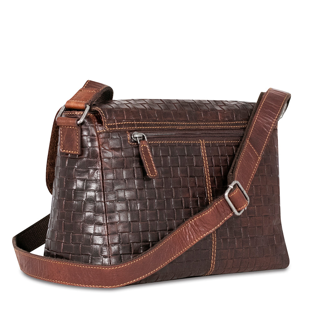 Voyager Woven Olivia Crossbody Bag #WF218 Brown Left Back