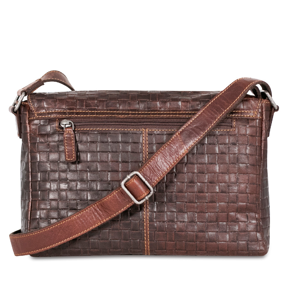Voyager Woven Olivia Crossbody Bag #WF218 Brown Back