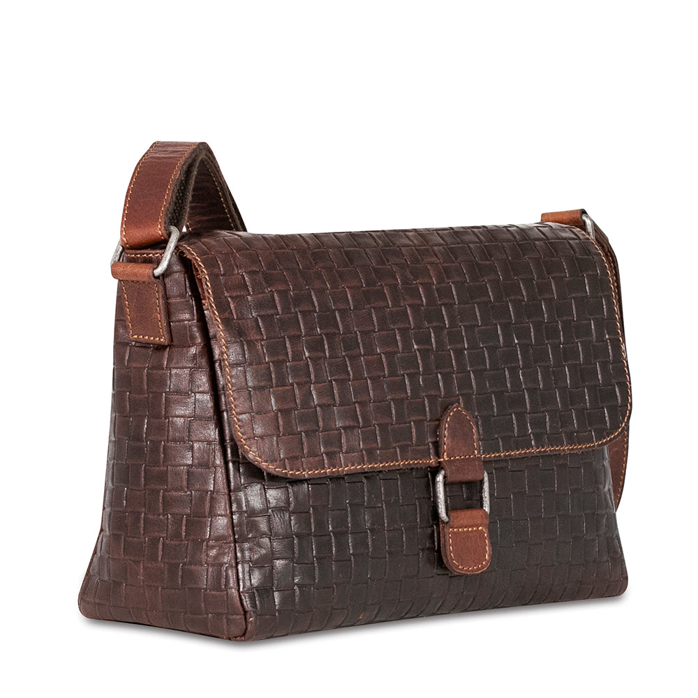 Voyager Woven Olivia Crossbody Bag #WF218 Brown Right Front