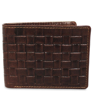Voyager Woven Bifold Wallet #WF301 Brown Closed