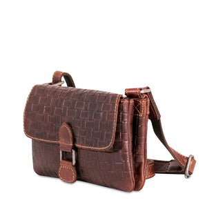 Voyager Woven Mini Crossbody Bag #WF610 Brown Left Front