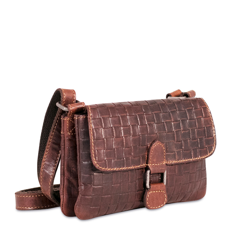Voyager Woven Mini Crossbody Bag #WF610 Brown Right Front