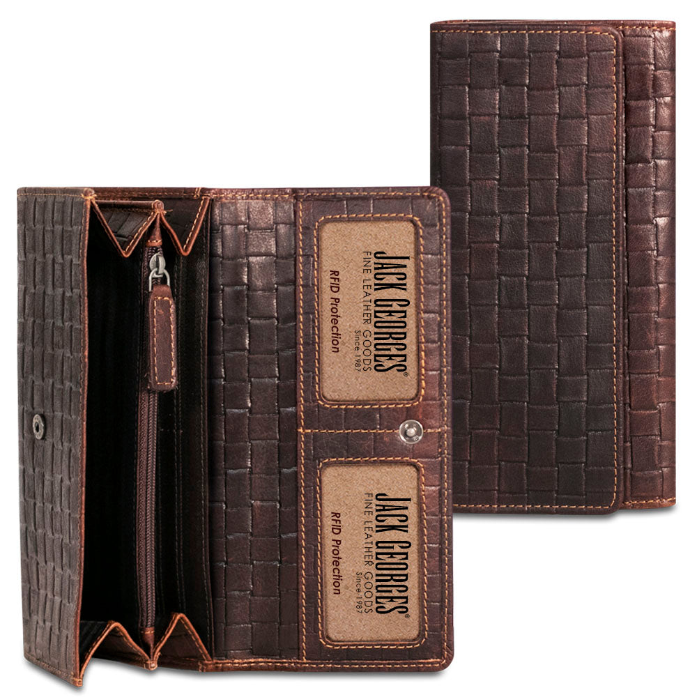Voyager Woven Clutch Wallet #WF726 Brown
