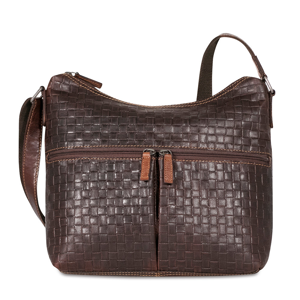 Voyager Woven Hobo Bag #WF814 Brown Front