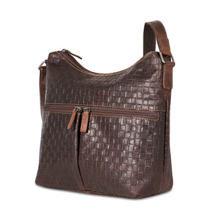 Voyager Woven Hobo Bag #WF814 Brown Right Front