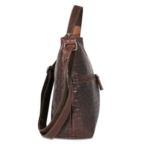 Voyager Woven Hobo Bag #WF814 Brown Right Side
