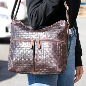 Voyager Woven Hobo Bag #WF814 Brown Lifestyle