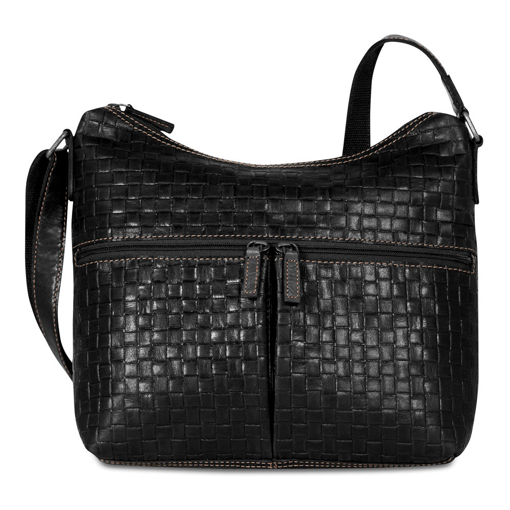 Voyager Woven Hobo Bag #WF814 Black Front