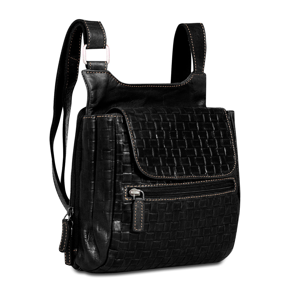 Voyager Woven Slim Crossbody Bag #WF831 Black Right Front