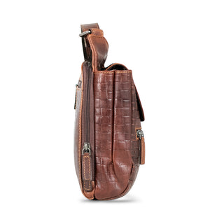 Voyager Woven Slim Crossbody Bag #WF831 Brown Right Side