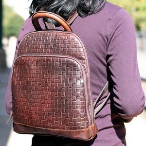 Voyager Woven Small Backpack #WF835 Brown Lifestyle