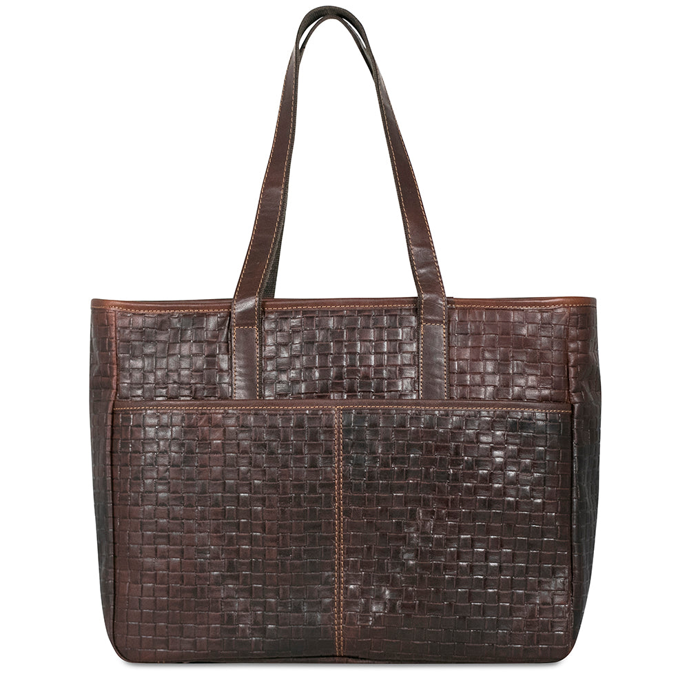 Voyager Woven Uptown Tote Bag #WF916 Brown Back