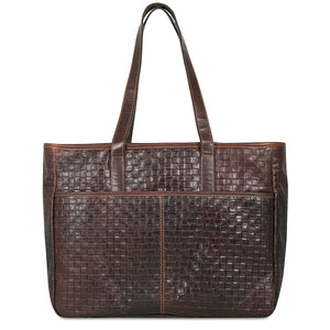 Voyager Woven Uptown Tote Bag #WF916 Brown Back