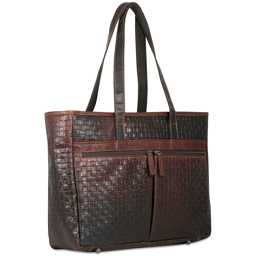 Voyager Woven Uptown Tote Bag #WF916 Brown Right Front