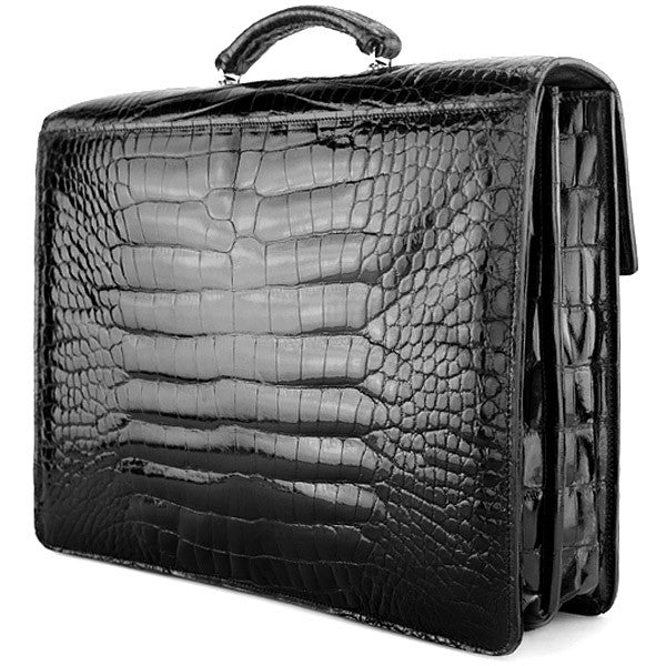 Jack Georges American Alligator Black Double Gusset Flap over #AL422 (Back Right Side)