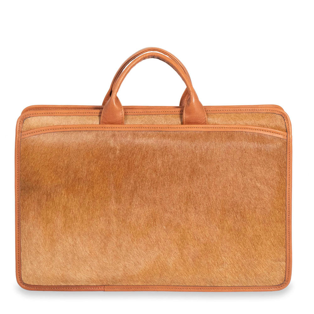 Hair on Hide Professional Leather Briefcase #HC202 Tan Front