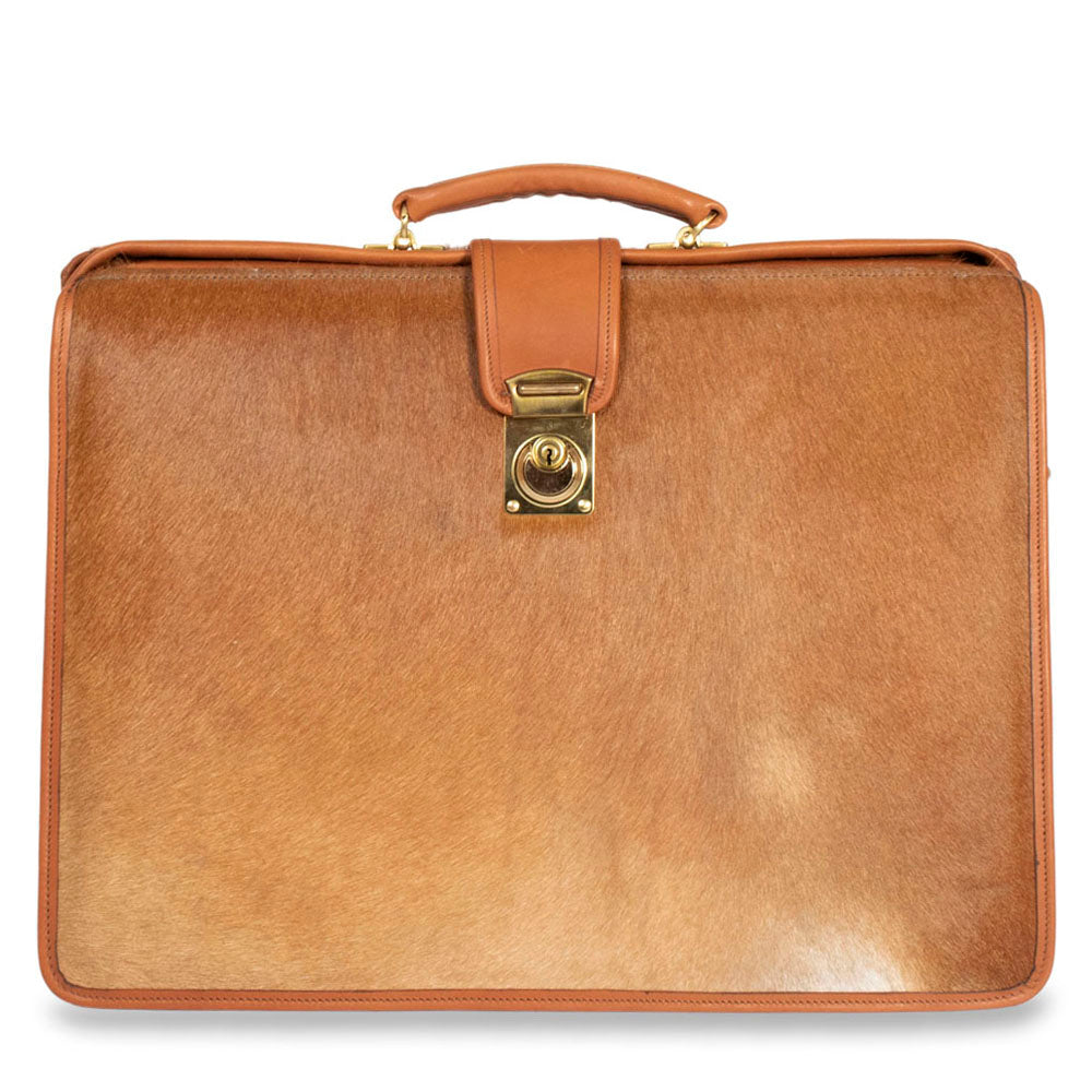 Hair on Hide Classic Leather Briefbag #HC505 Tan Front