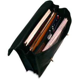University Professional Leather Briefcase #2456 Black Interior Full